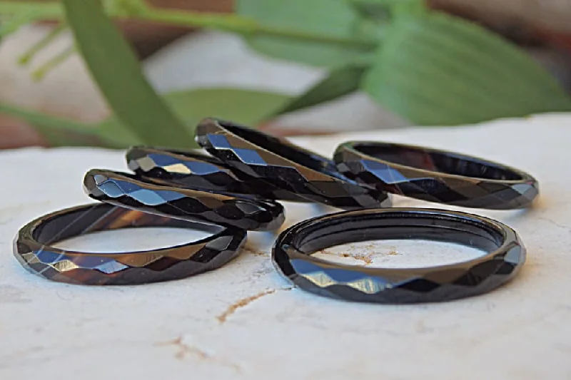 vintage rings for women -Onyx stacking ring