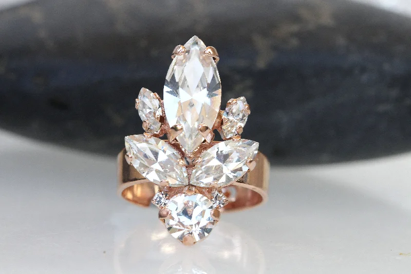 vintage engagement rings for women -CRYSTAL BRIDAL RING