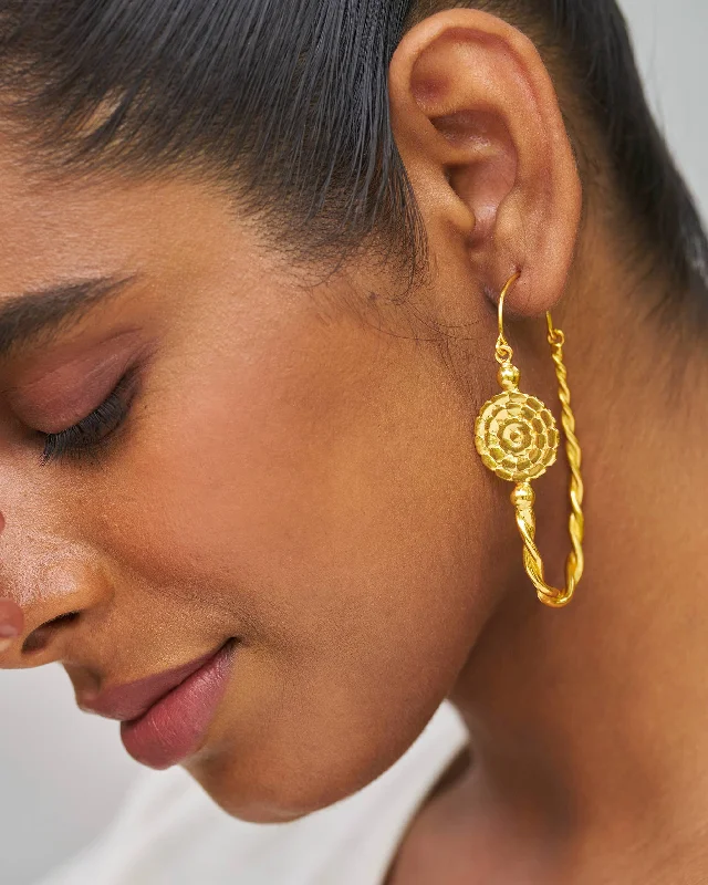 colorful hoop earrings for women -Pankhuri Earrings - Gold