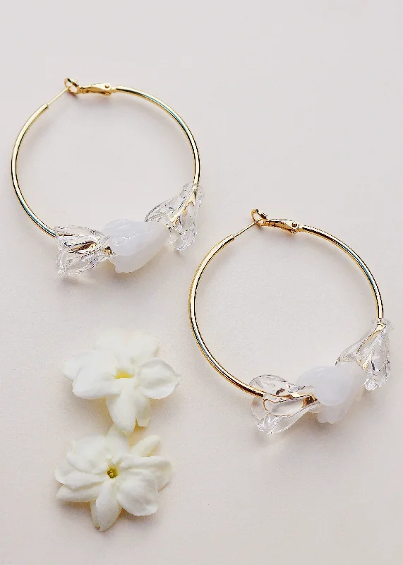 drop earrings for women -Triple Pikake Hoop Earrings