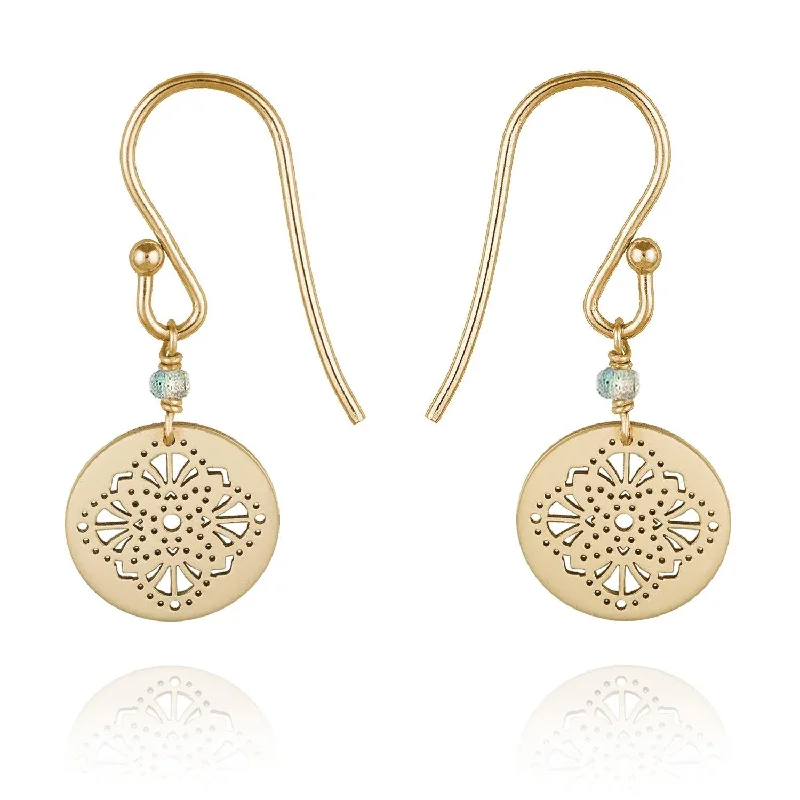 custom earrings for women -Art Deco Gold Medal Earrings 9k or 18k Gold