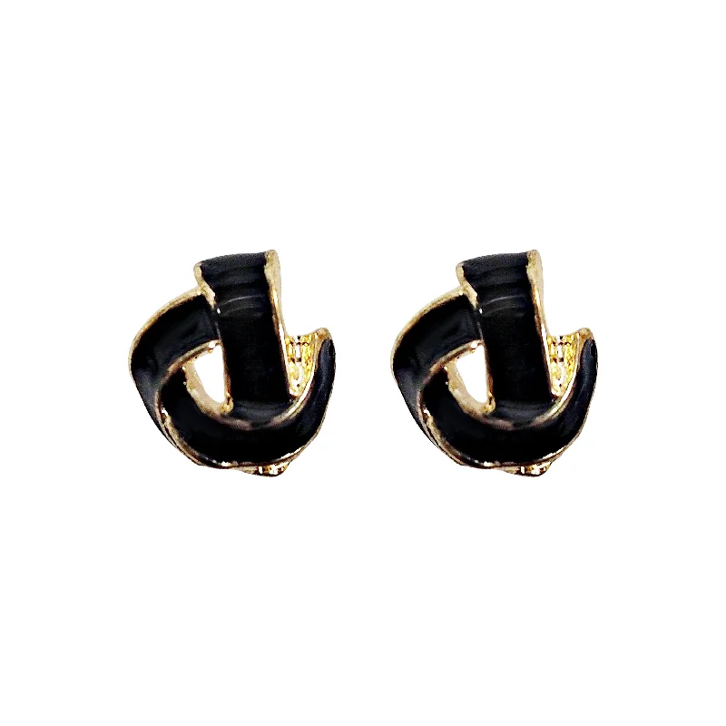 delicate earrings for women -Black Knot Invisible Clip On Earrings