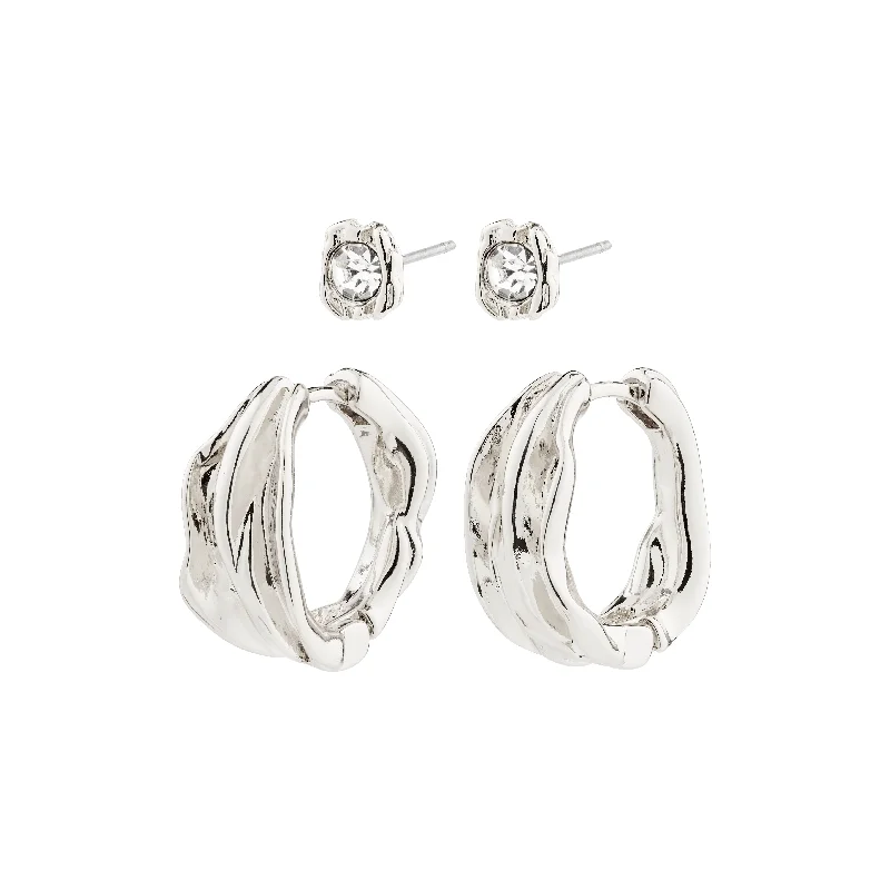 minimalist stud earrings -FEEL earrings 2-in-1 set silver-plated