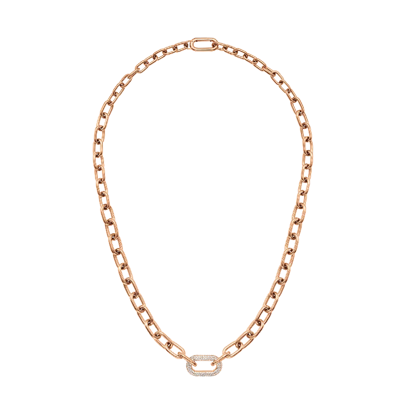 adjustable necklaces for women -Crystal Link Necklace Rose Gold