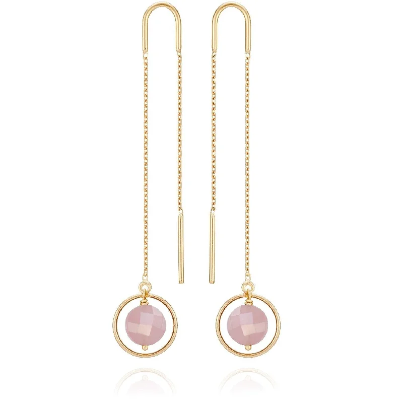 glamorous earrings for women -Long Chain Eclipse Earrings Guava Quartz - 18k Gold