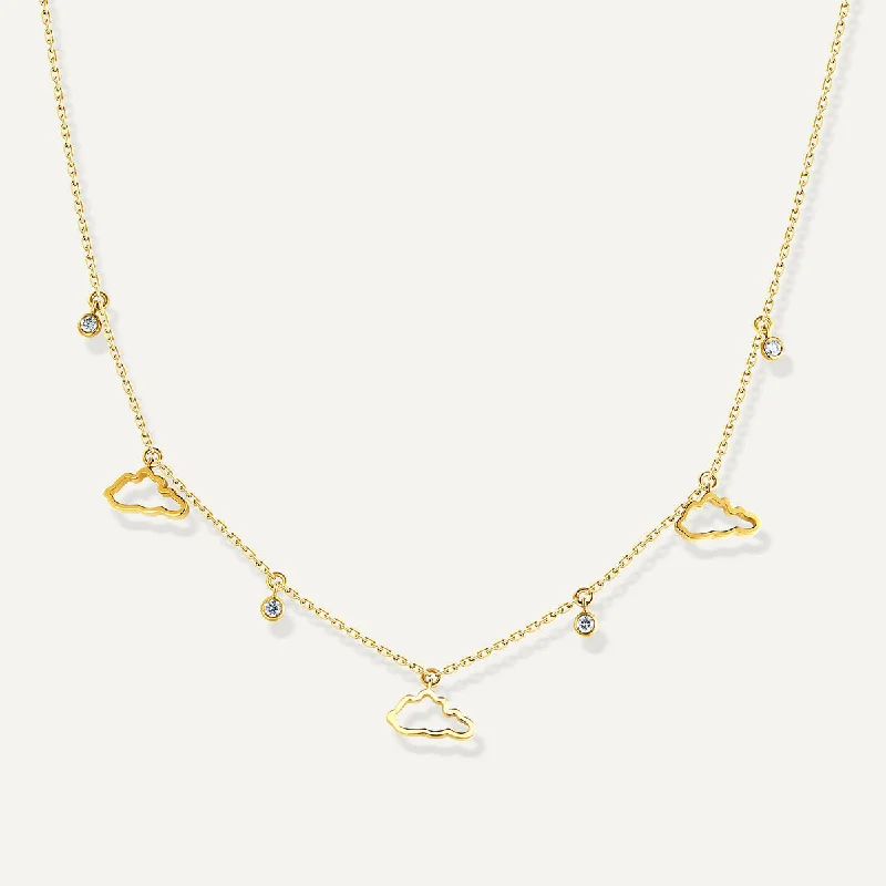 rose gold necklaces for women -Allusia Love Three 18K Gold Necklace w. Diamonds