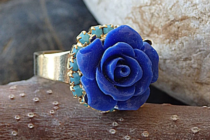 classic rings for women -Coral Rose Flower Ring