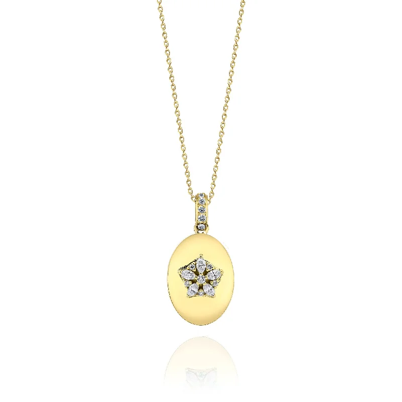 artistic necklaces for women -Fleur Sparkle 18K Gold Necklace w. Diamonds