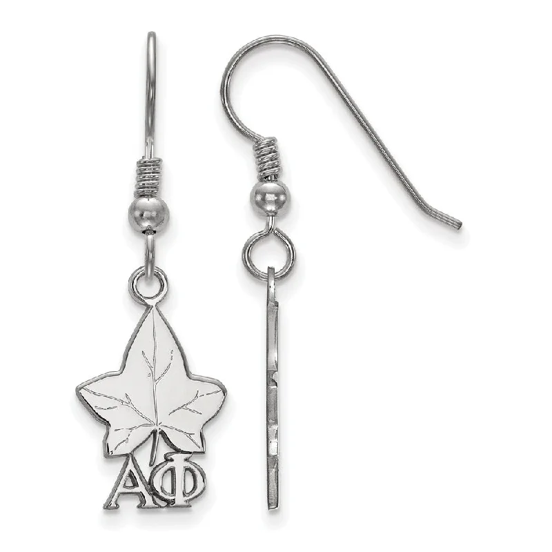 delicate drop earrings for women -Sterling Silver Alpha Phi Small Dangle Earrings